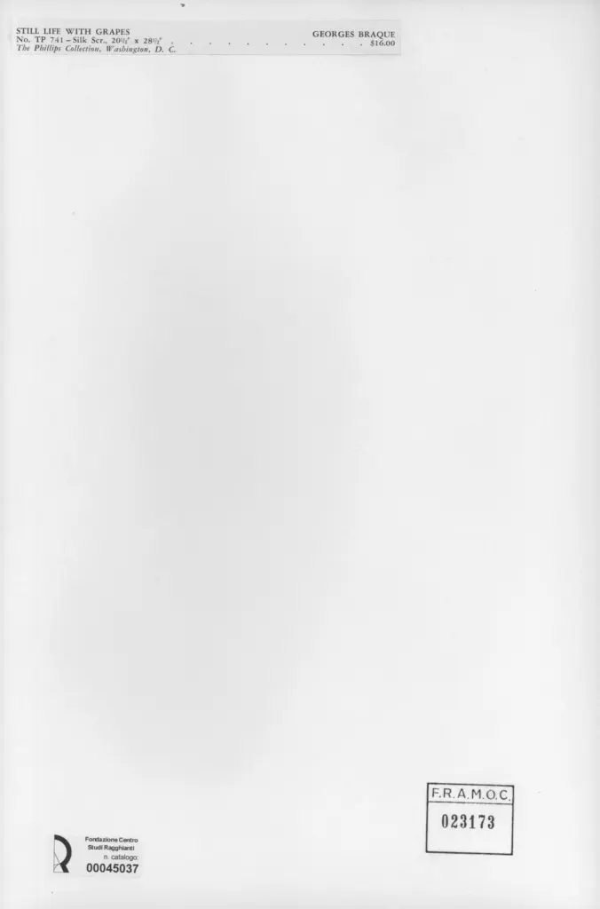 Anonimo , Braque, Georges - sec. XX - Still life with grapes , retro