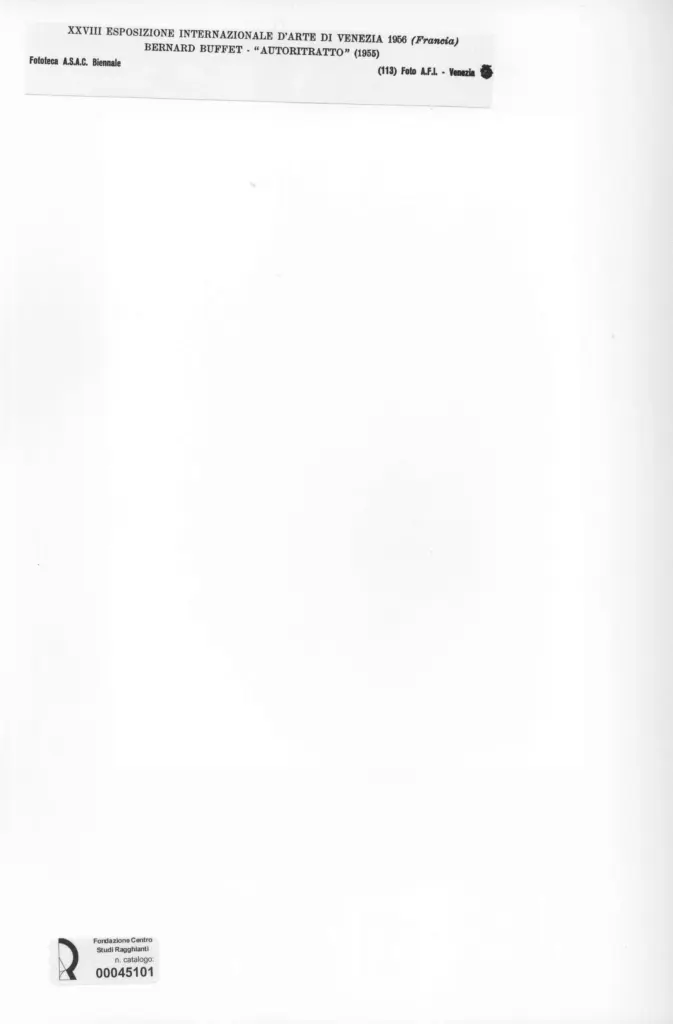 A.F.I. Agenzia Fotografica Industriale , Buffet, Bernard - sec. XX - Autoritratto , retro