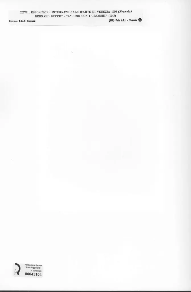 A.F.I. Agenzia Fotografica Industriale , Buffet, bernard - sec. XX - L'uomo con i granchi , retro