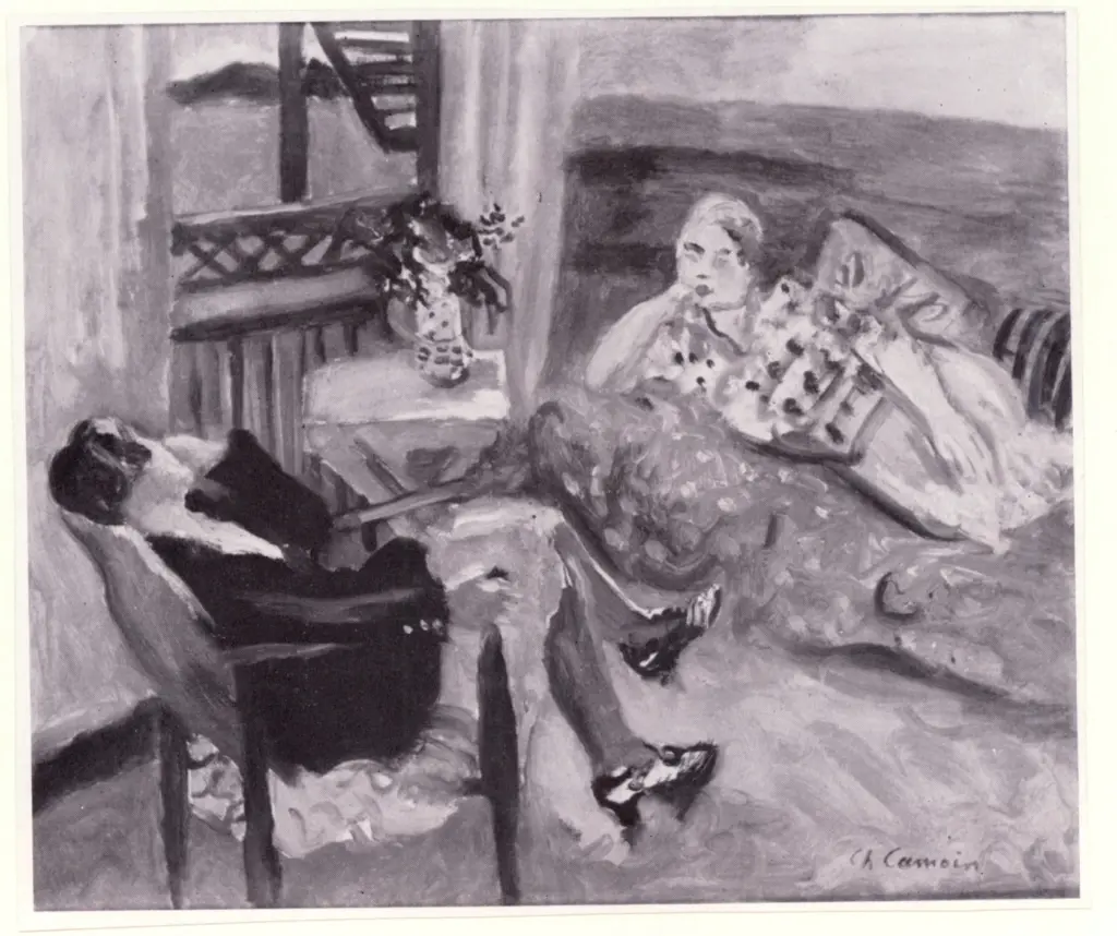 Anonimo , Camoin, Charles - sec. XX - Int&eacute;rieur avec Madame Chantin et Madame Camoin , fronte