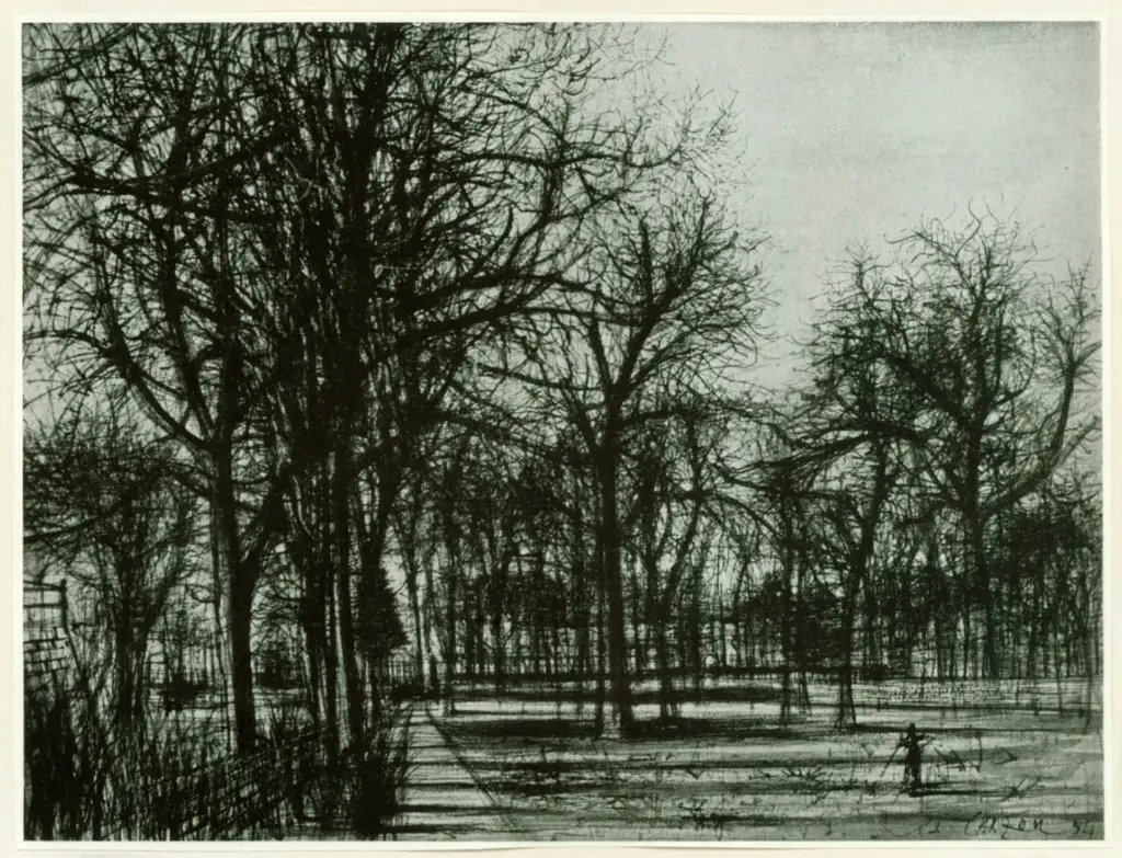 Anonimo , Carzou, Jean - sec. XX - Le Jardin de l'Ambassade de la Grande - Bretagne &agrave; Paris , fronte