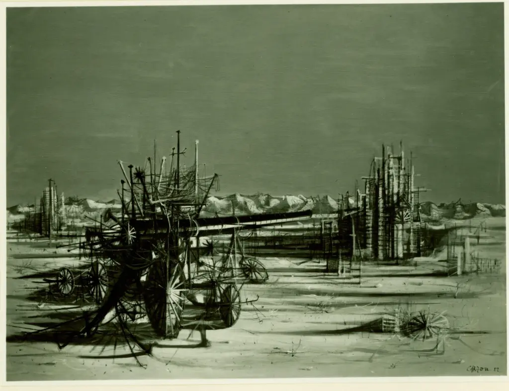 Anonimo , Carzou, Jean - sec. XX - Il cannone abbandonato , fronte