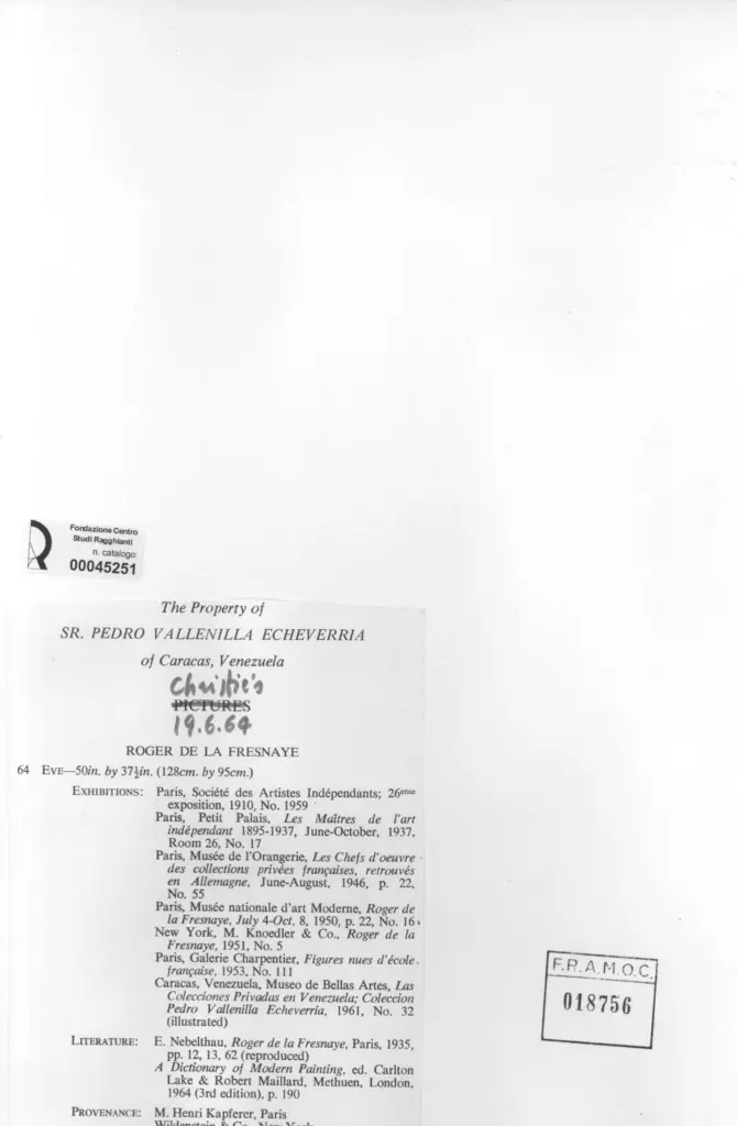 Anonimo , De La Fresnaye, Roger - sec. XX - Eve , retro