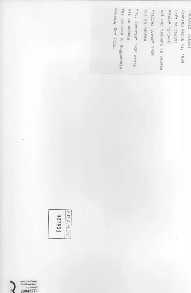 Anonimo , De Launay, Robert - sec. XX - Opening march 23 1955, left to right: Nude, Eiffel tower, St. Severin , retro