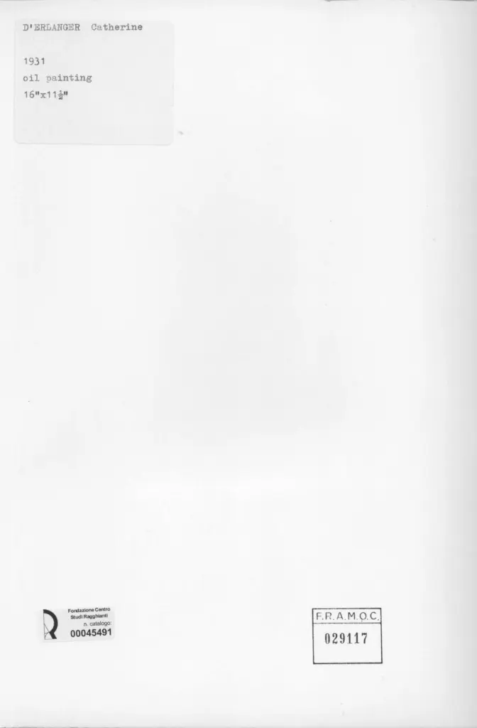 Anonimo , D'Erlanger, Catherine - sec. XX - Ritratto di donna , retro