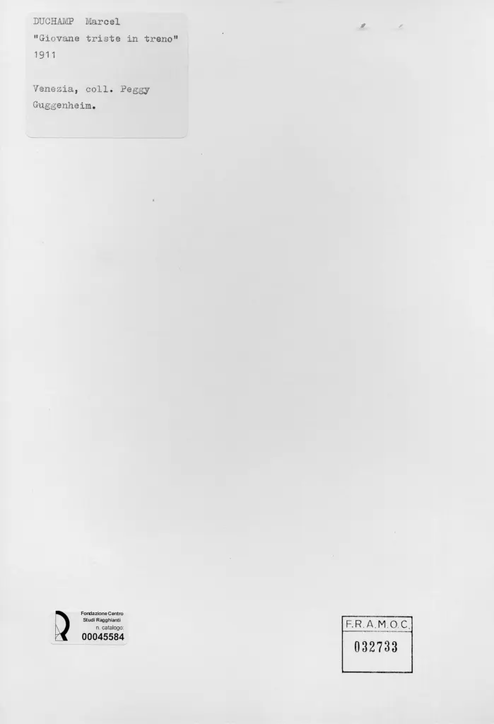 Anonimo , Duchamp, Marcel - sec. XX - Giovane triste in treno , retro