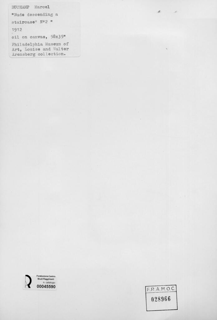 Anonimo , Duchamp, Marcel - sec. XX - Nudo che scende le scale N. 2 , retro