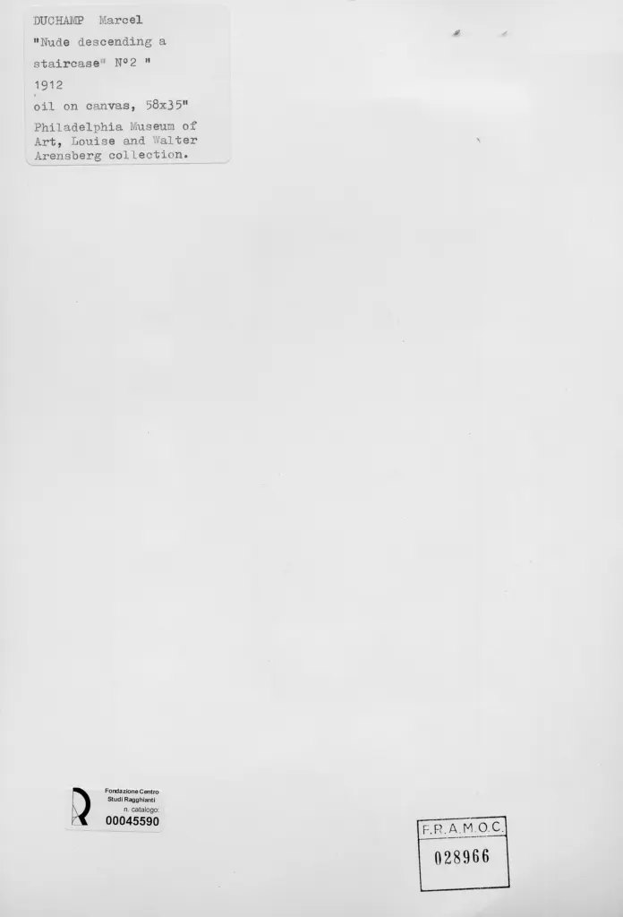 Anonimo , Duchamp, Marcel - sec. XX - Nudo che scende le scale N. 2 , retro