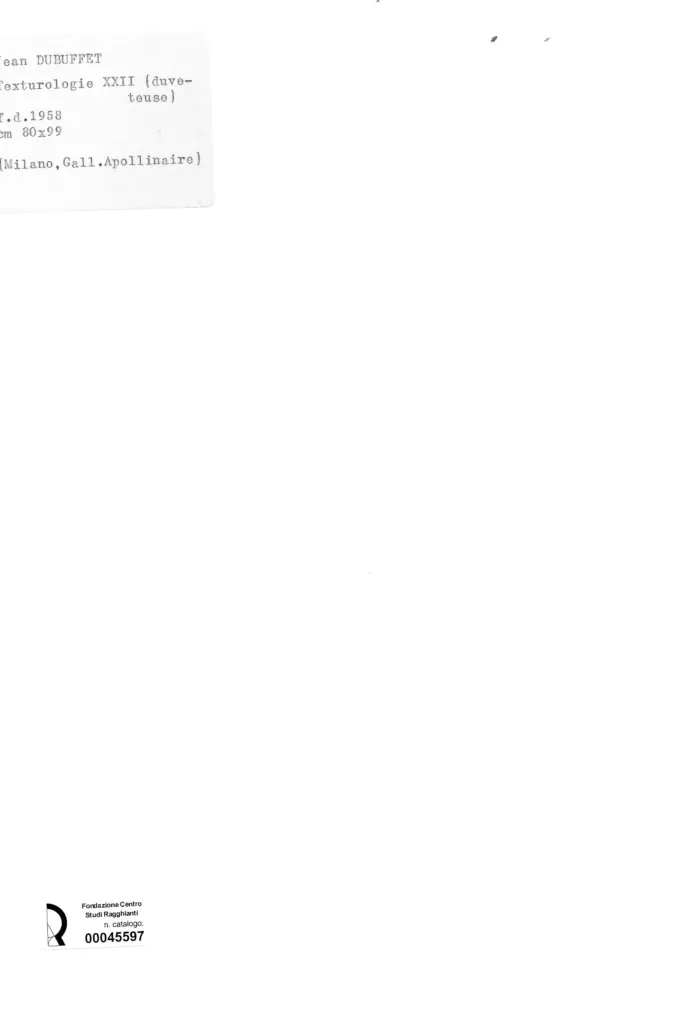 Anonimo , Dubuffet, Jean - sec. XX - Texturologie XXII (duveteuse) , retro
