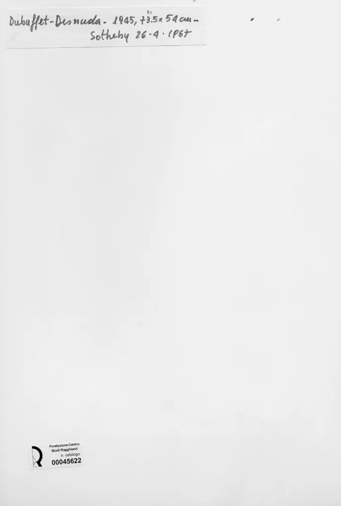 Anonimo , Dubuffet, Jean - sec. XX - Desnuda , retro