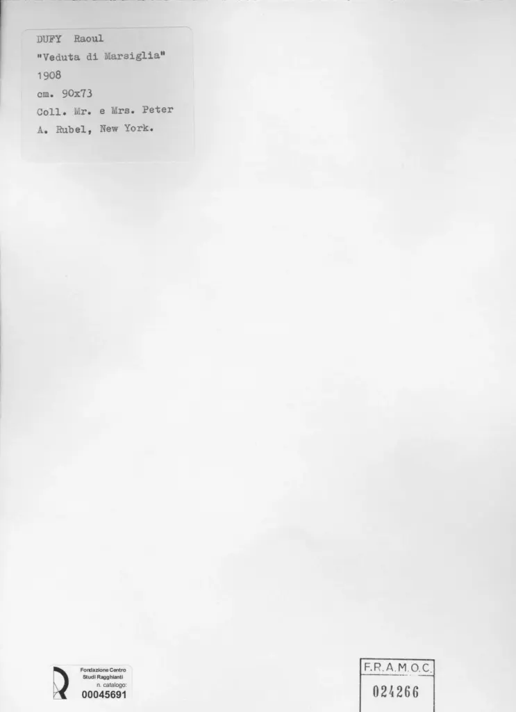 Anonimo , Dufy, Raoul - sec. XX - Veduta di Marsiglia , retro