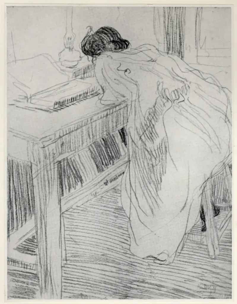 Anonimo , Dufy, Raoul - sec. XX - Jeune femme ecrivant, giovane donna scrivendo , fronte