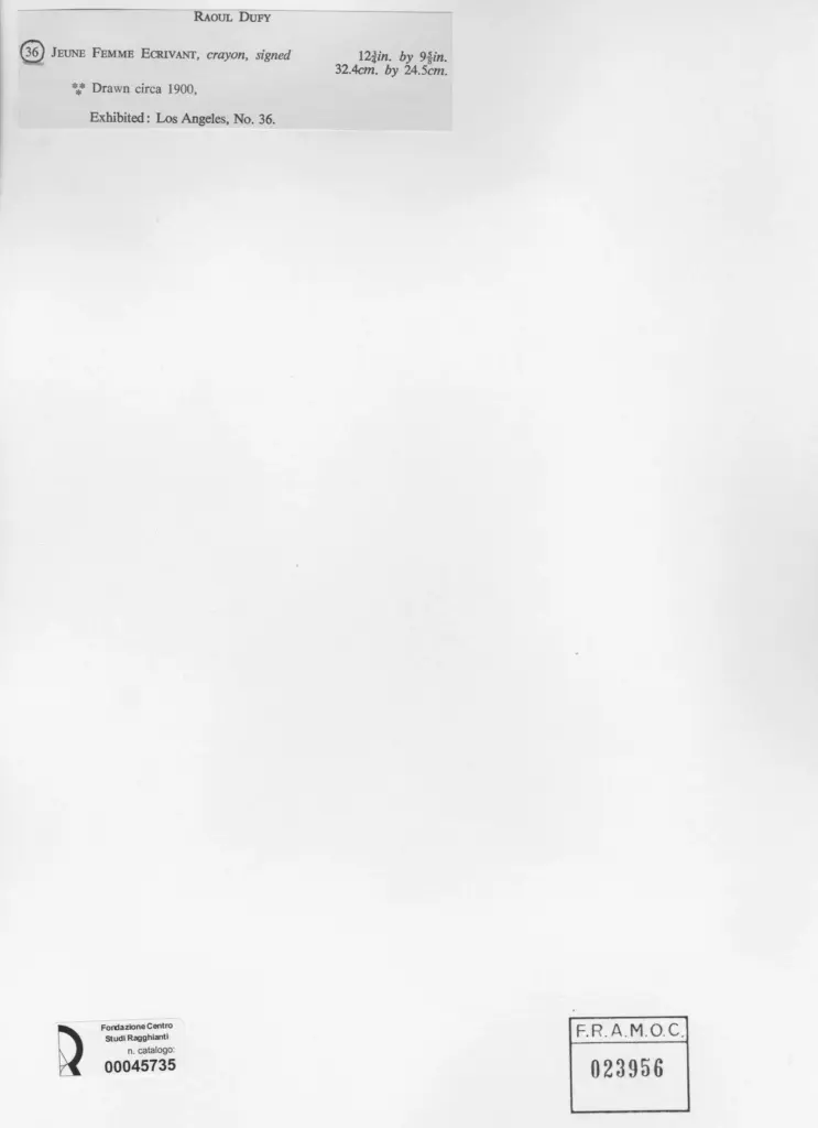 Anonimo , Dufy, Raoul - sec. XX - Jeune femme ecrivant, giovane donna scrivendo , retro