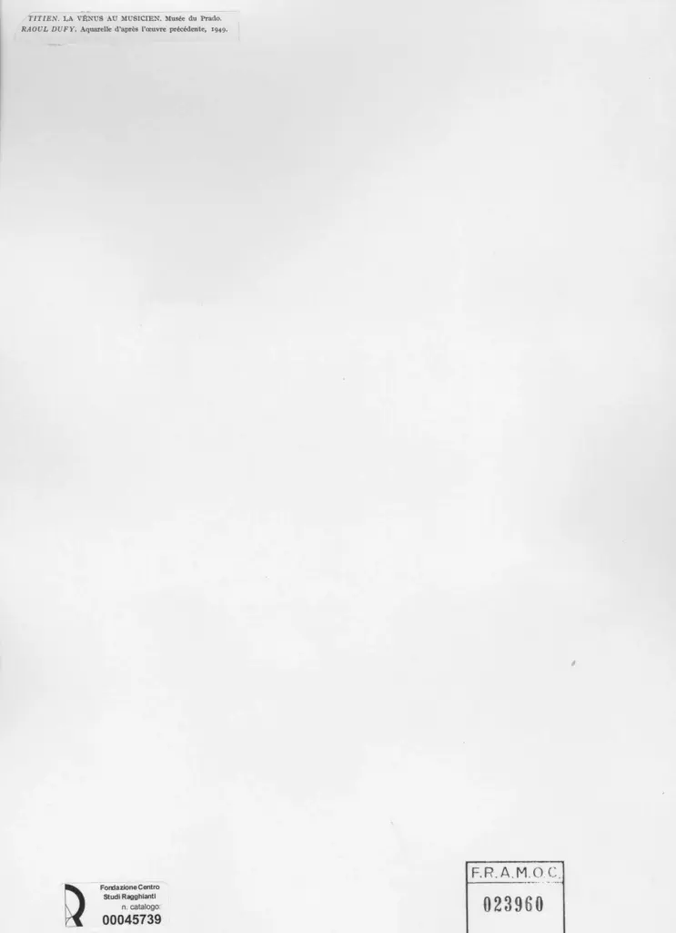 Anonimo , Dufy, Raoul - sec. XX - La V&eacute;nus au musicien (La Venere e il musicista) , retro