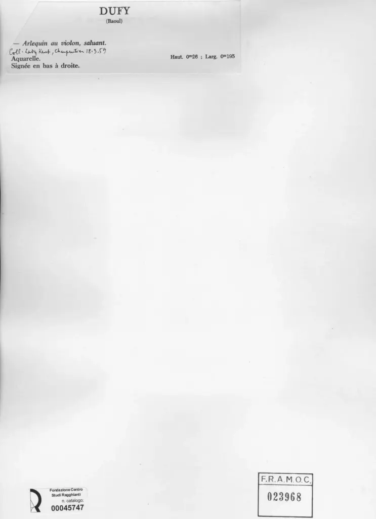Anonimo , Dufy, Raoul - sec. XIX - Arlequin au violon, saluant , retro