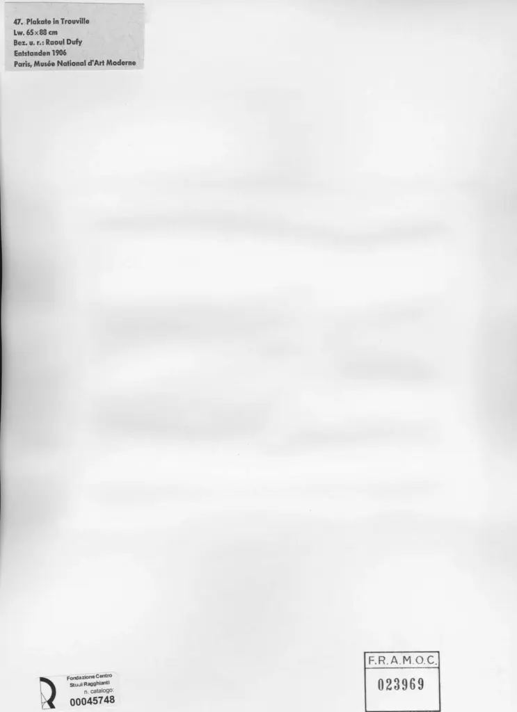Anonimo , Dufy, Raoul - sec. XX - Manifesti a Trouville , retro
