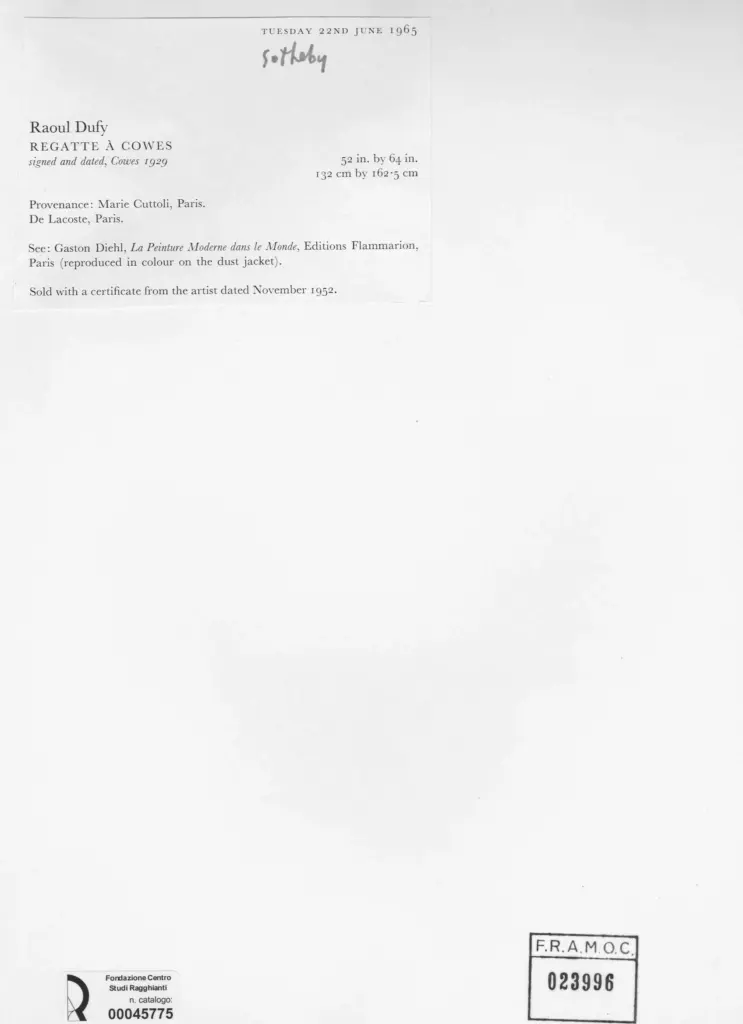 Anonimo , Dufy, Raoul - sec. XX - Regatte &agrave; Cowes , retro