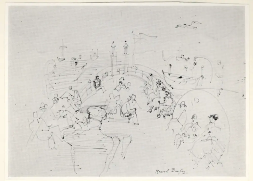 Anonimo , Dufy, Raoul - sec. XX - Personages sur un bateau. La C&ocirc;te d'Azur. , fronte