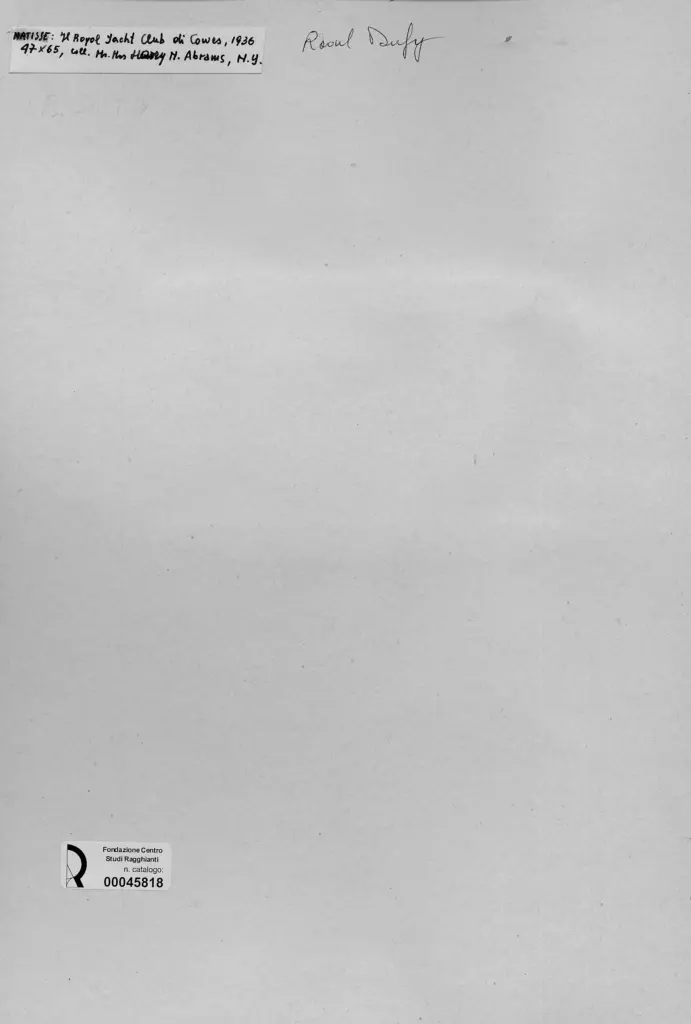 Anonimo , Dufy, Raoul - sec. XX - Matisse: Il Royal Yacht Club di Cowes , retro