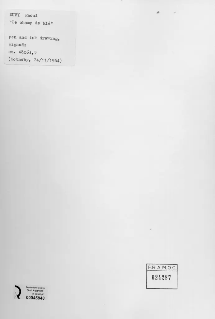 Anonimo , Dufy, Raoul - sec. XX - Il campo di grano , retro