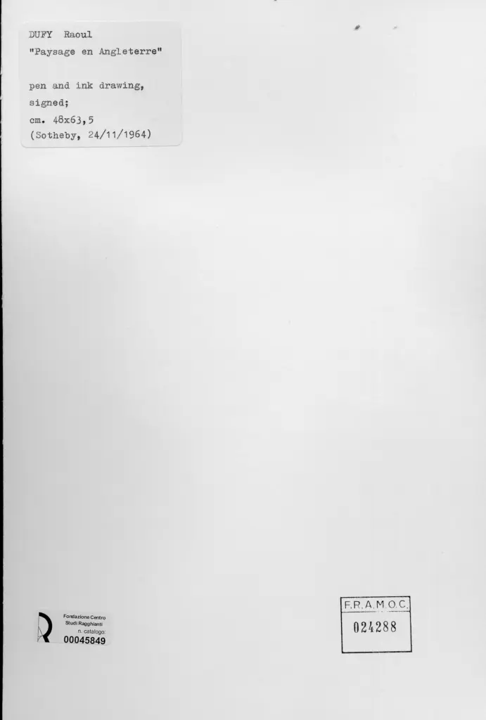 Anonimo , Dufy, Raoul - sec. XX - Paesaggio in Inghilterra , retro