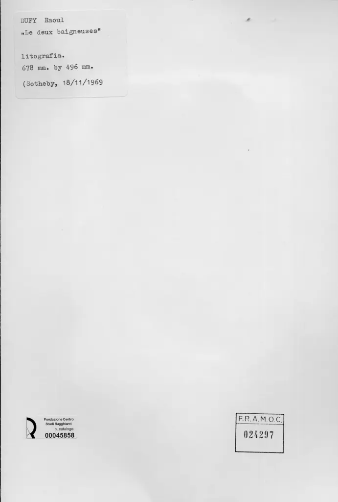 Anonimo , Dufy, Raoul - sec. XIX - Le due bagnanti , retro
