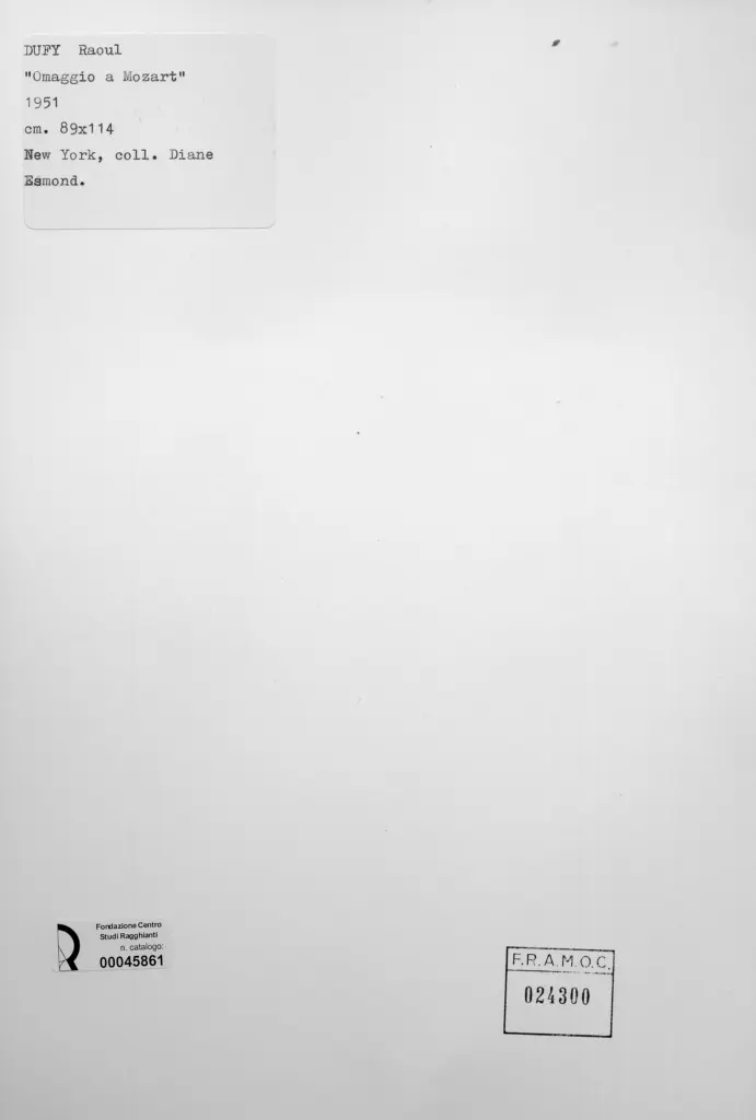 Anonimo , Dufy, Raoul - sec. XX - Omaggio a Mozart , retro