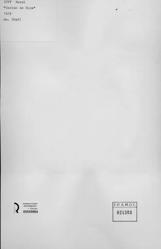 Anonimo , Dufy, Raoul - sec. XX - Casino di Nizza , retro