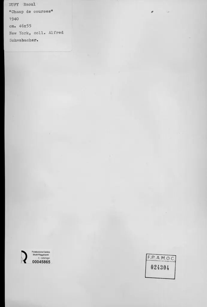 Anonimo , Dufy, Raoul - sec. XX - Campo da corsa , retro