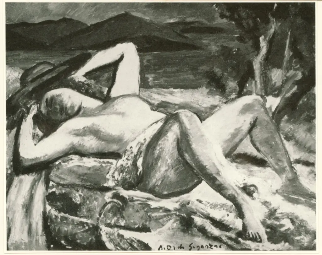 Anonimo , Dunoyer de Segonzac, Andr&eacute; - sec. XX - Liegender Frauenakt , fronte