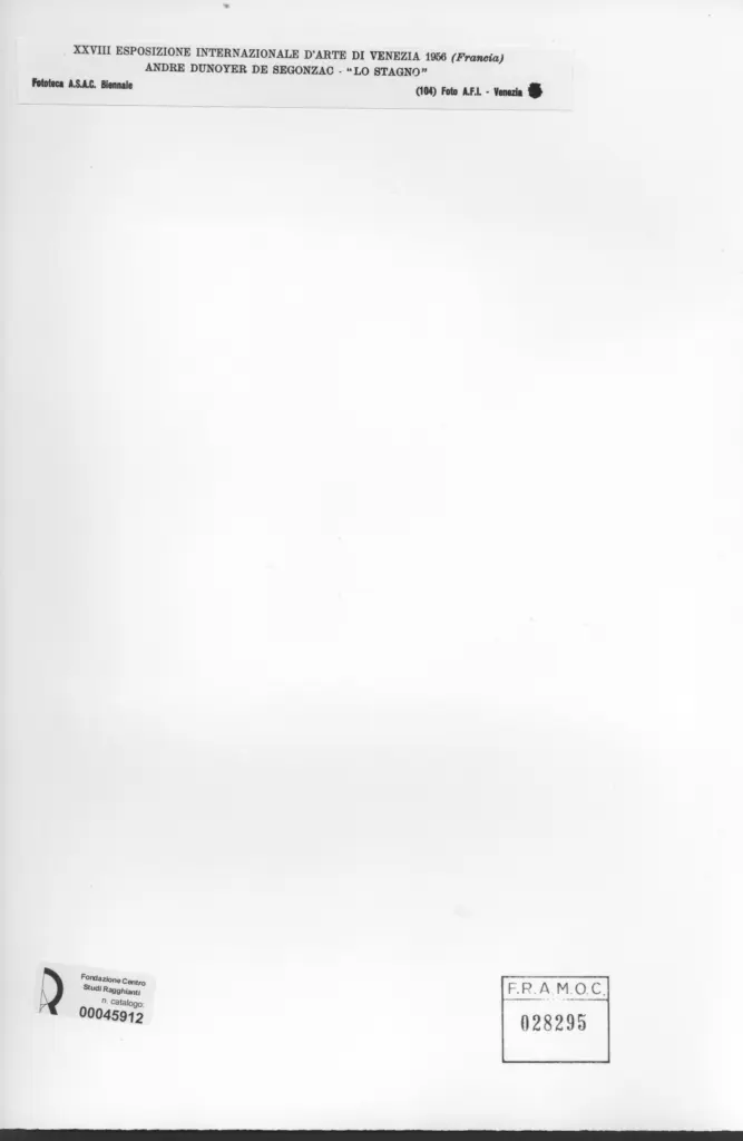 A.F.I. Agenzia Fotografica Industriale , Dunoyer de Segonzac, Andr&eacute; - sec. XX - Lo stagno , retro