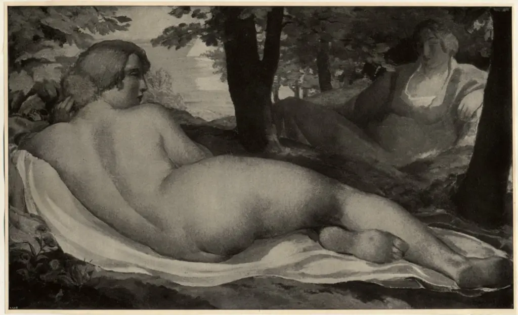 Francois, Gustave , Frauen in einer landschaft