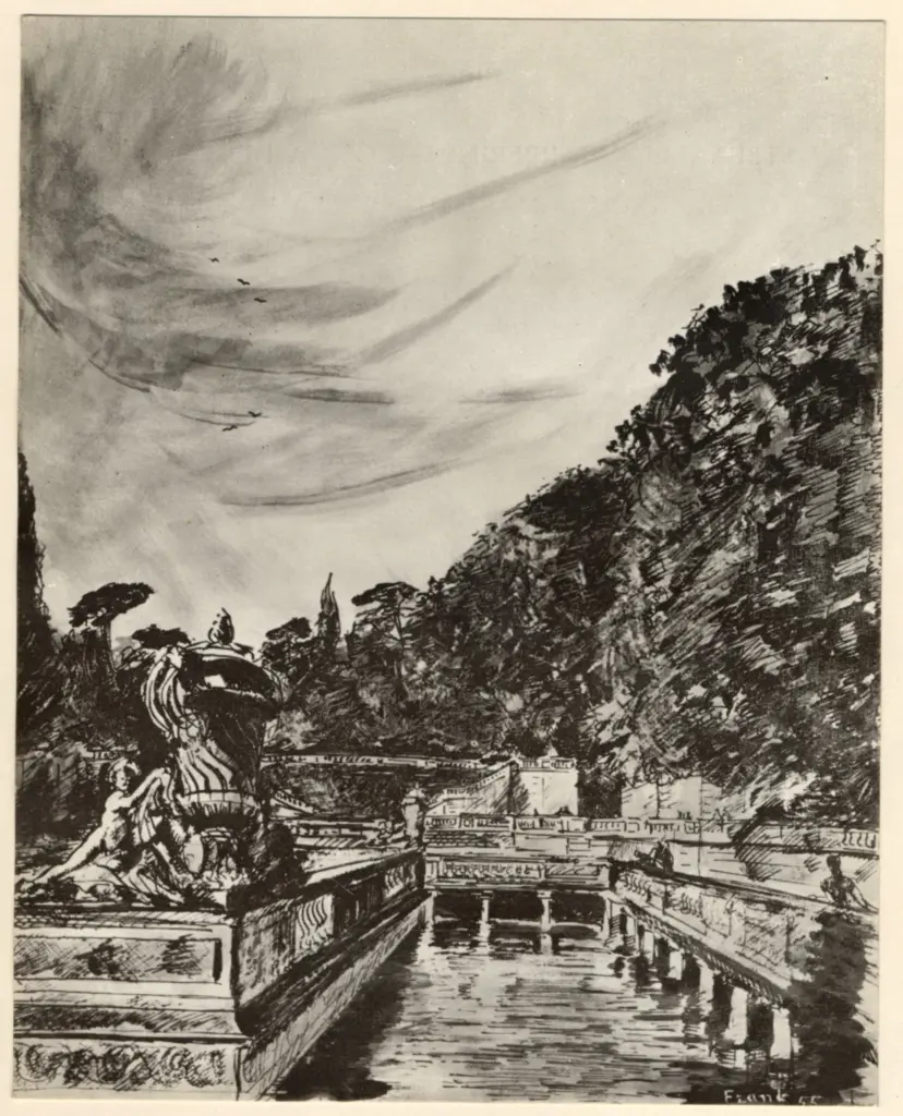 Anonimo , Frank, Jaques - sec. XX - Fontana con putti , fronte