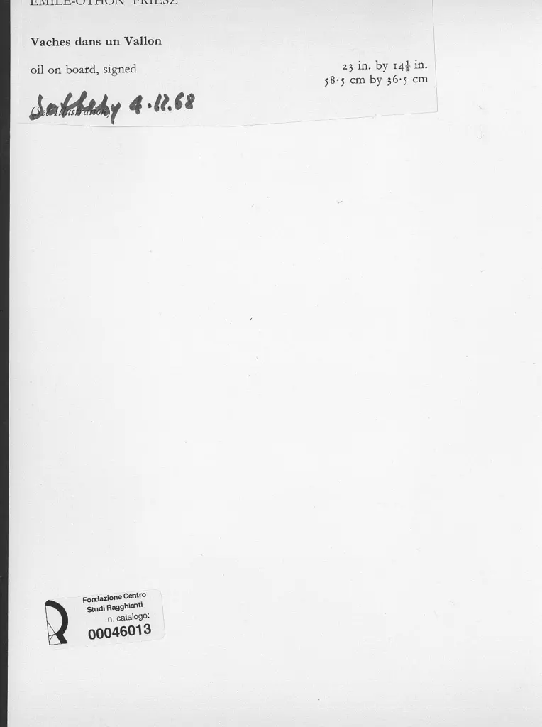 Anonimo , Friez, Emile - Othon - sec. XX - Vaches dans un vallon , retro