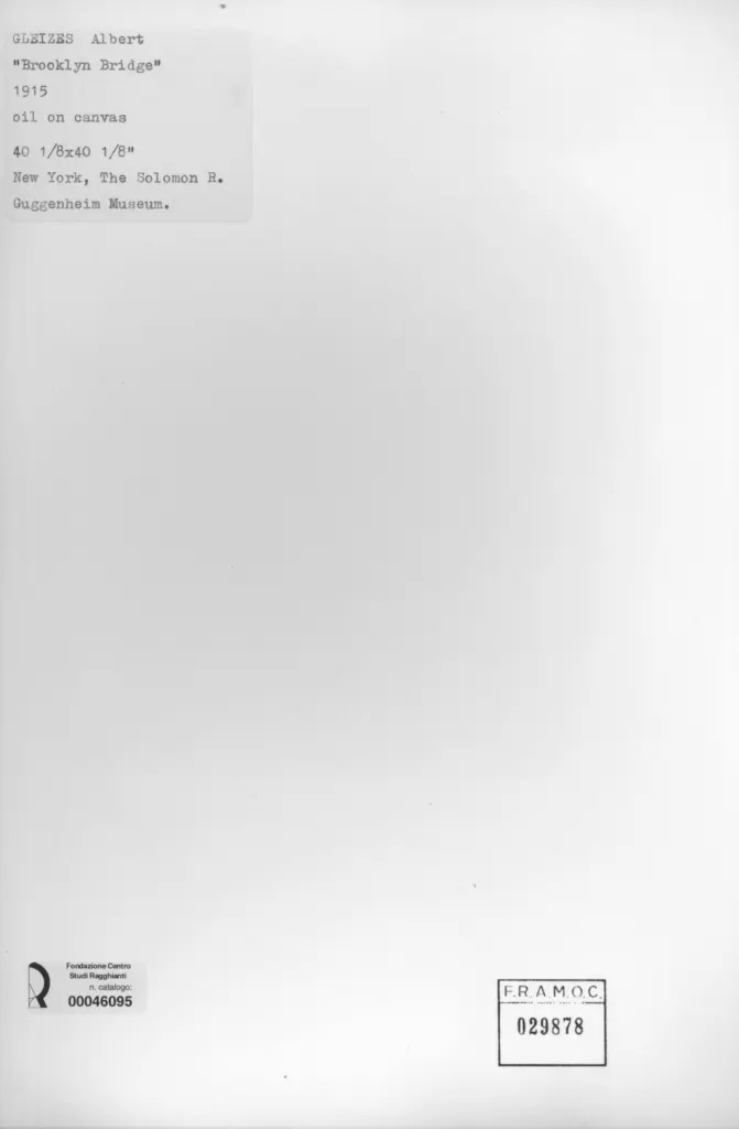 Anonimo , Gleizes, Albert - sec. XX - Ponte di Brooklyn , retro
