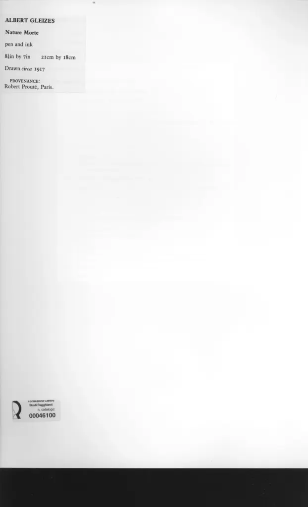 Anonimo , Gleizes, Albert - sec. XX - Natura morta , retro