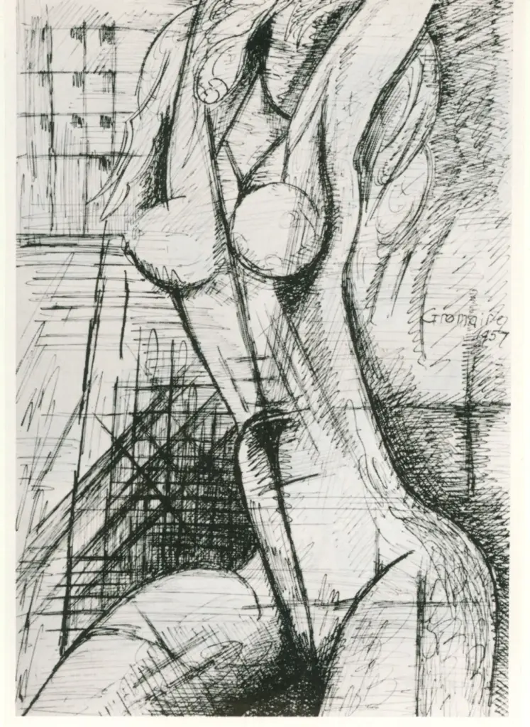 Anonimo , Gromaire, Marcel - sec. XX - Nudo in verticale , fronte