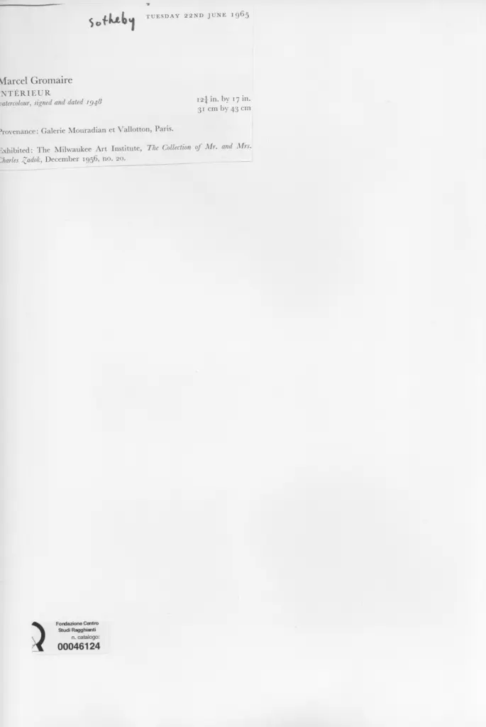Anonimo , Gromaire, Marcel - sec. XX - Interno , retro