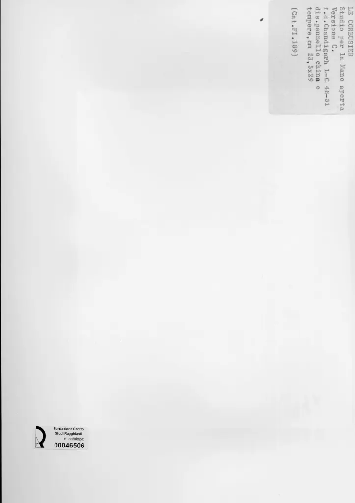 Anonimo , Janneret, Charles-Edouard - sec. XX - Studio per la mano aperta Versione C , retro