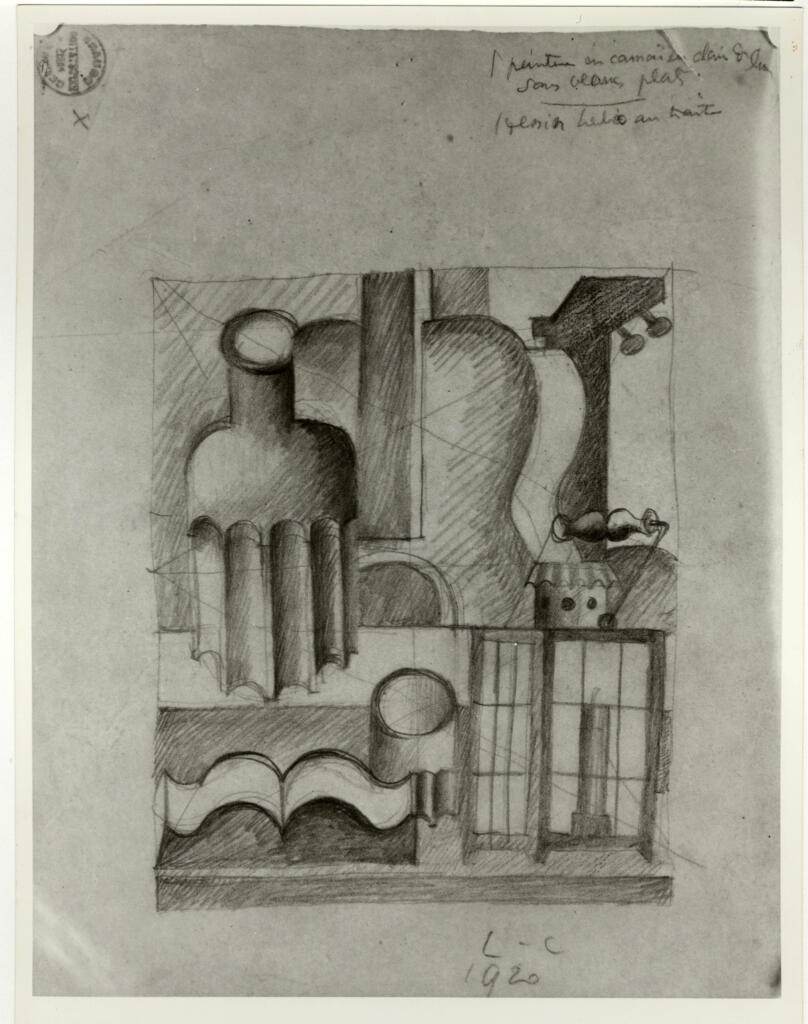 Janneret, Charles-Edouard , Natura morta con violino e bottiglia