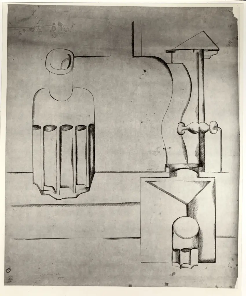 Anonimo , Janneret, Charles-Edouard - sec. XX - Beauvais, studio per la chitarra verticale, II versione