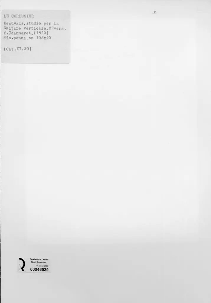 Anonimo , Janneret, Charles-Edouard - sec. XX - Beauvais, studio per la chitarra verticale, II versione , retro