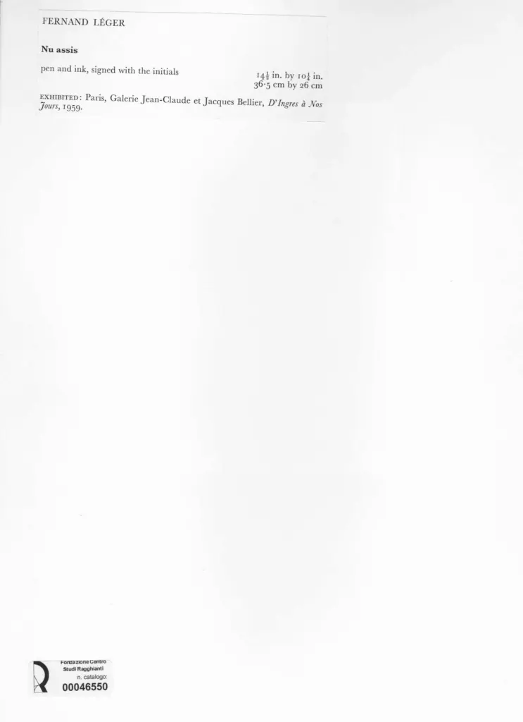 Anonimo , Léger, Fernand - sec. XX - Nu assis, nuda seduta , retro