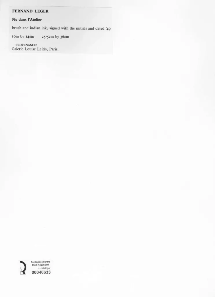 Anonimo , L&eacute;ger, Fernand - sec. XX - Nuda al atelier , retro