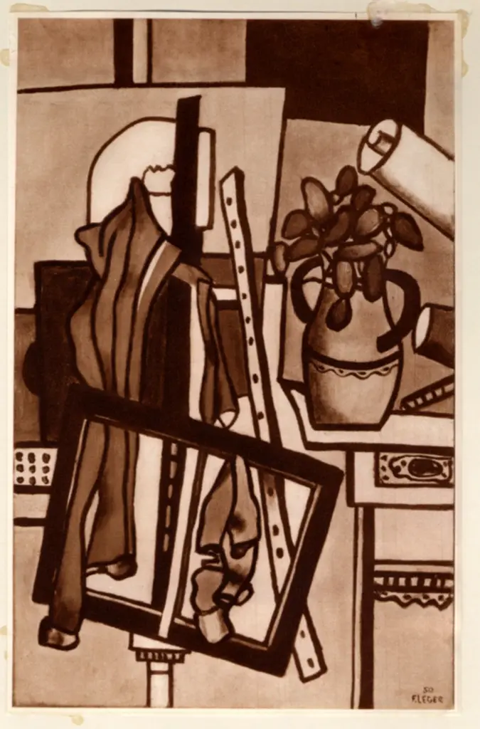 Anonimo , L&eacute;ger, Fernand - sec. XX - Cornice nera nel atelier , fronte