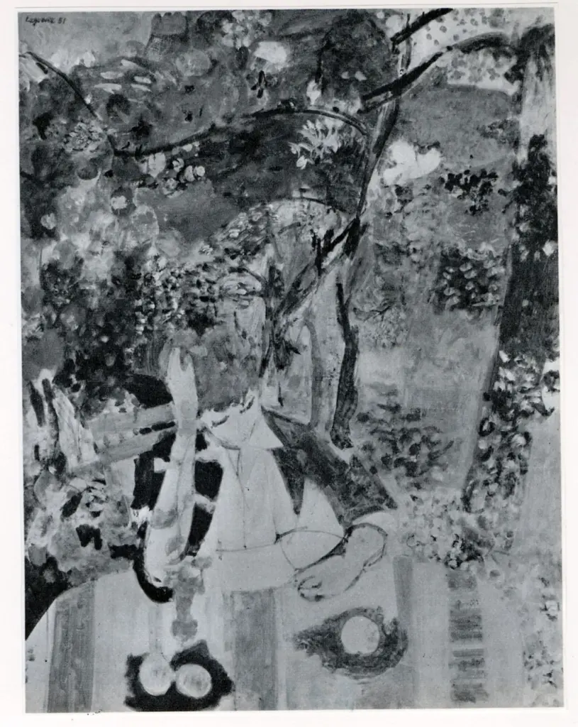 Anonimo , Legueult, Raymond-Jean - sec. XX - Giovane donna in giardino , fronte