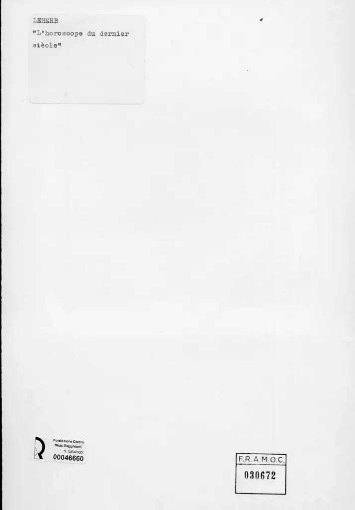 Anonimo , Leherb, Helmut - sec. XX - L'oroscopo dell'ultimo secolo , retro