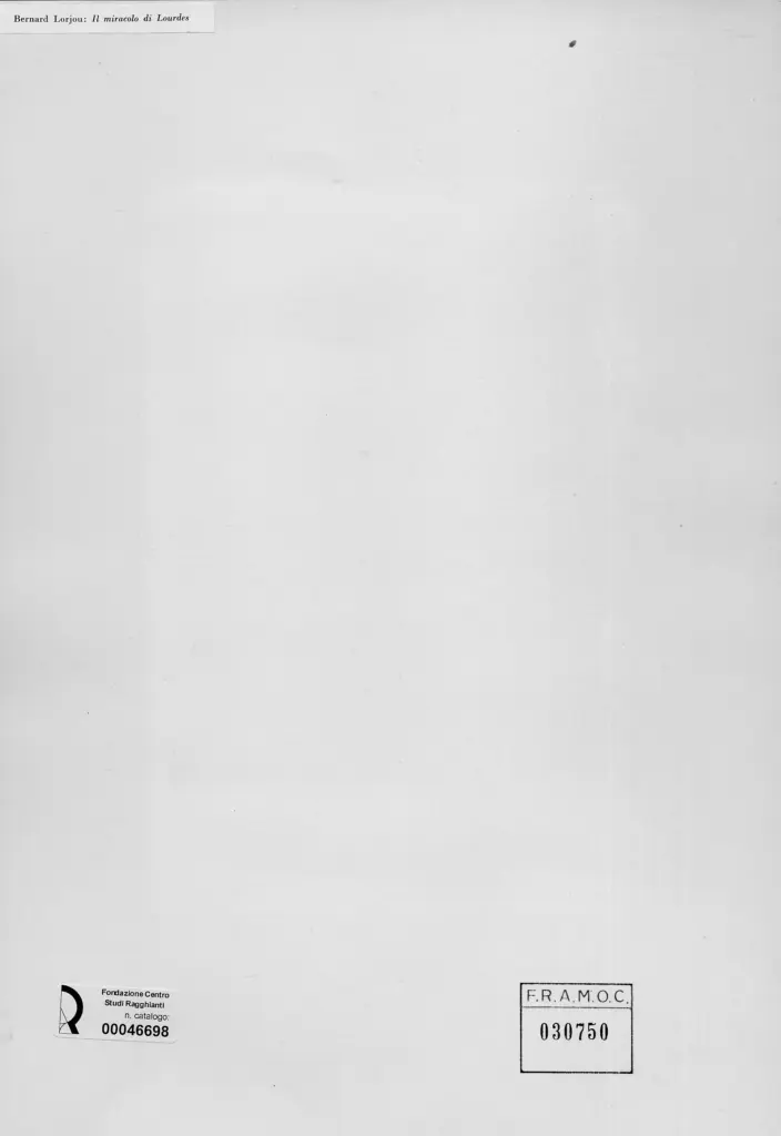 Anonimo , Lorjou, Bernard - sec. XX - Il miracolo di Lourdes , retro