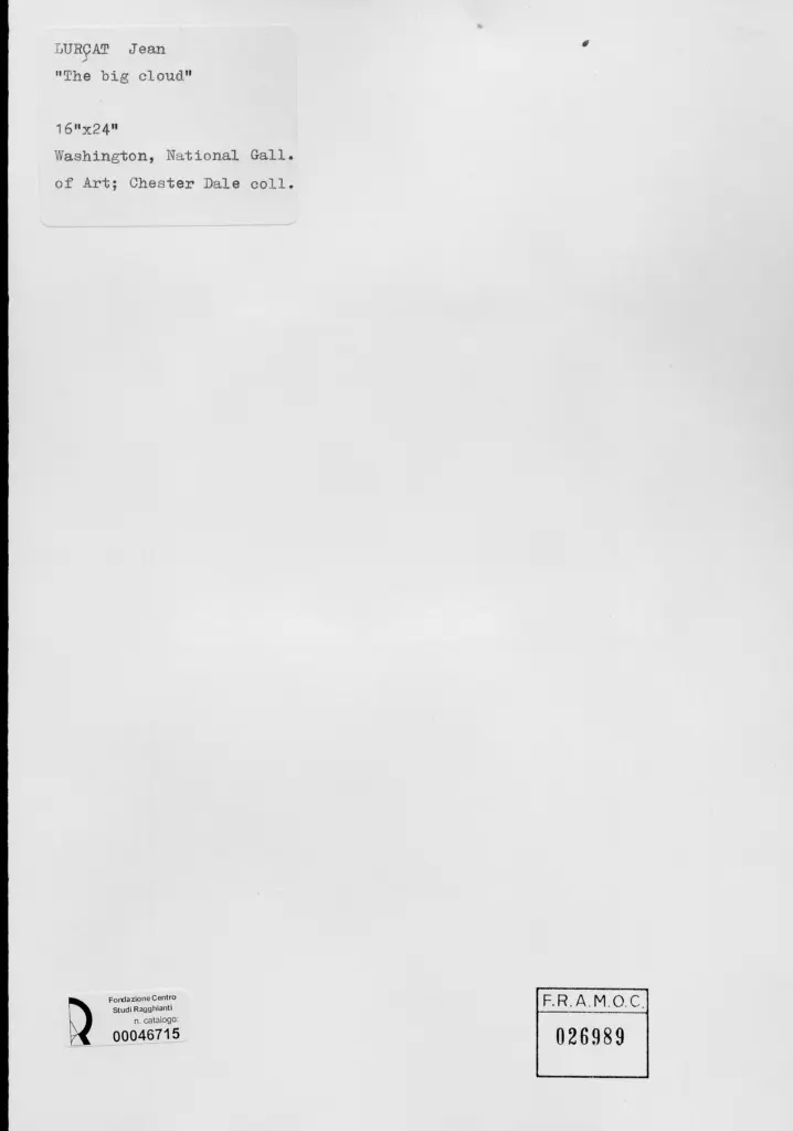 Anonimo , Lurçat, Jean - sec. XX - La grande nuvola , retro