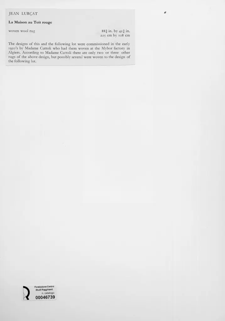 Anonimo , Lur&ccedil;at, Jean - sec. XX - La casa dal tetto rosso , retro